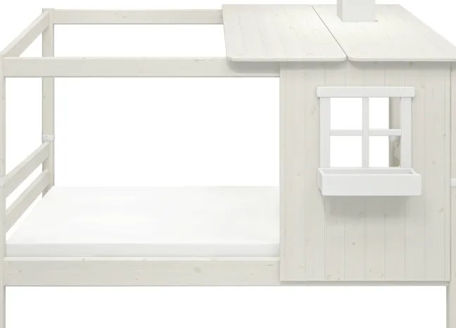 FLEXA Classic Einzelbett mit halbem Baumhaus Aufsatz weiß lasiert/weiß