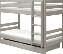 FLEXA Classic Etagenbett mit senk. Leiter und 2 Schubladen grau lasiert