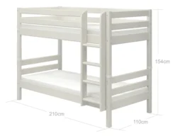 FLEXA Classic Etagenbett mit senkrechter Leiter weiß lasiert