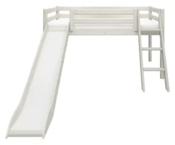 FLEXA Classic Halbhohes Bett mit Schrägleiter und Rutsche weiß lasiert Sale
