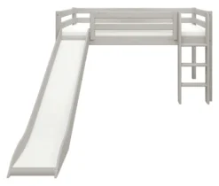 FLEXA Classic Halbhohes Bett mit senk. Leiter und Rutsche grau lasiert