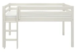 FLEXA Classic Halbhohes Bett mit senkrechter Leiter weiß lasiert