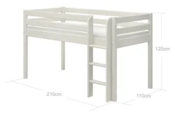 FLEXA Classic Halbhohes Bett mit senkrechter Leiter weiß lasiert