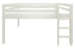 FLEXA Classic Halbhohes Bett 140x200cm mit senk. Leiter weiß lasiert