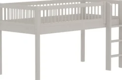FLEXA Classic Halbhohes Bett 90x200 cm mit Streben Absturzsicherung grau lasiert