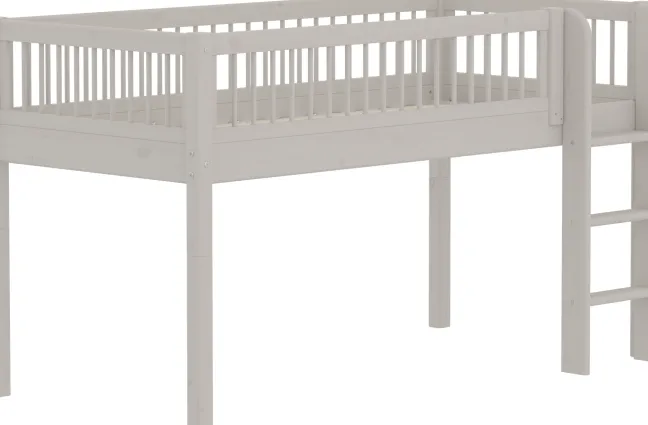 FLEXA Classic Halbhohes Bett 90x200 cm mit Streben Absturzsicherung grau lasiert