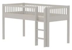 FLEXA Classic Halbhohes Bett 90x200 cm mit Streben Absturzsicherung grau lasiert