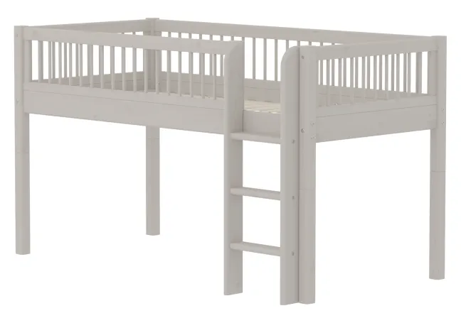FLEXA Classic Halbhohes Bett 90x200 cm mit Streben Absturzsicherung grau lasiert