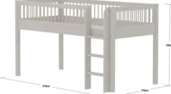 FLEXA Classic Halbhohes Bett 90x200 cm mit Streben Absturzsicherung grau lasiert
