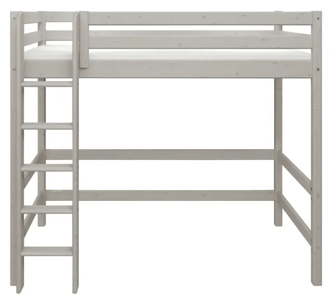 FLEXA Classic Hochbett mit senkrechter Leiter grau lasiert