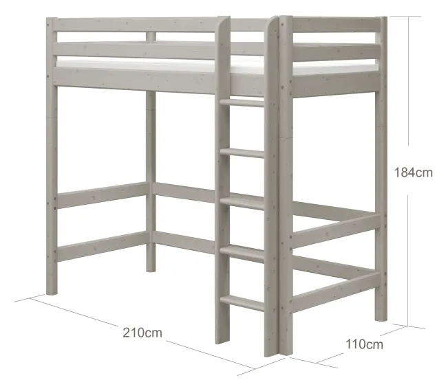 FLEXA Classic Hochbett mit senkrechter Leiter grau lasiert