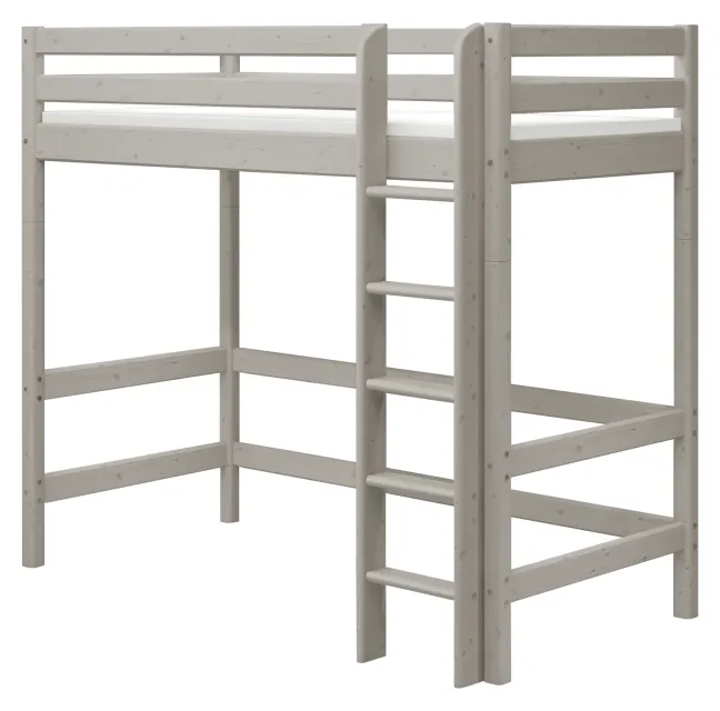 FLEXA Classic Hochbett mit senkrechter Leiter grau lasiert