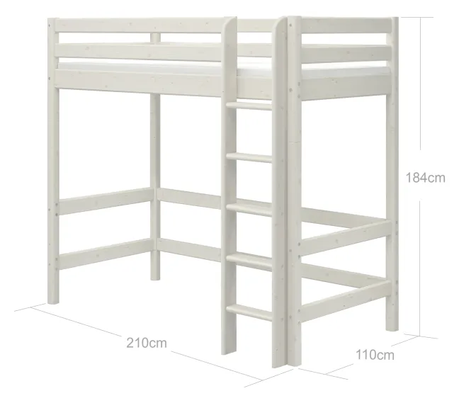 FLEXA Classic Hochbett mit senkrechter Leiter weiß lasiert