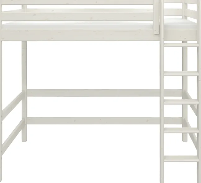 FLEXA Classic Hochbett mit senkrechter Leiter weiß lasiert