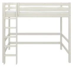 FLEXA Classic Hochbett mit senkrechter Leiter weiß lasiert