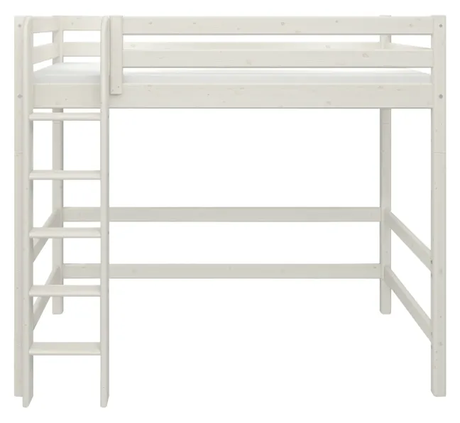 FLEXA Classic Hochbett mit senkrechter Leiter weiß lasiert