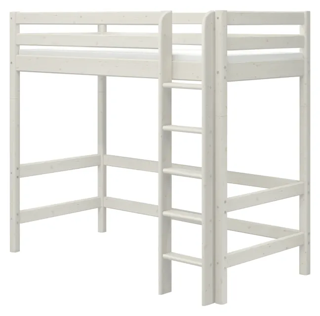 FLEXA Classic Hochbett mit senkrechter Leiter weiß lasiert
