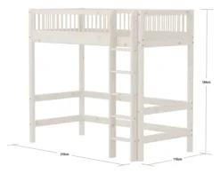 FLEXA Classic Hochbett 90x200 cm mit Streben Absturzsicherung weiß lasiert