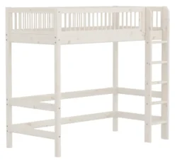 FLEXA Classic Hochbett 90x200 cm mit Streben Absturzsicherung weiß lasiert