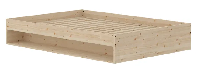 FLEXA Grow Doppelbett mit Regal 140x200 cm natur lackiert