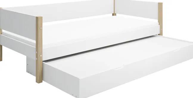 FLEXA Nor Bett 90x200cm mit Ausziehbett weiß/eiche