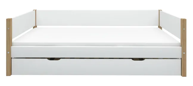 FLEXA Nor Bett 90x200cm mit Ausziehbett weiß/eiche