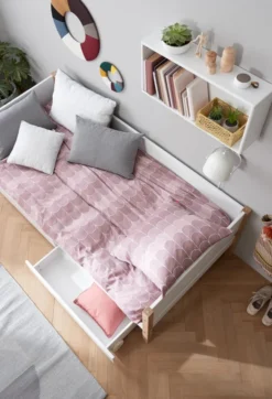 FLEXA Nor Bett 90x200cm mit 2 Schubladen weiß/eiche