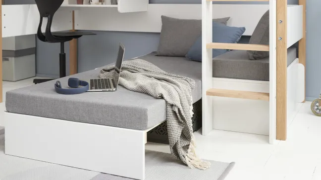 FLEXA Nor Casa Hochbett mit senkrechter Leiter weiß/eiche