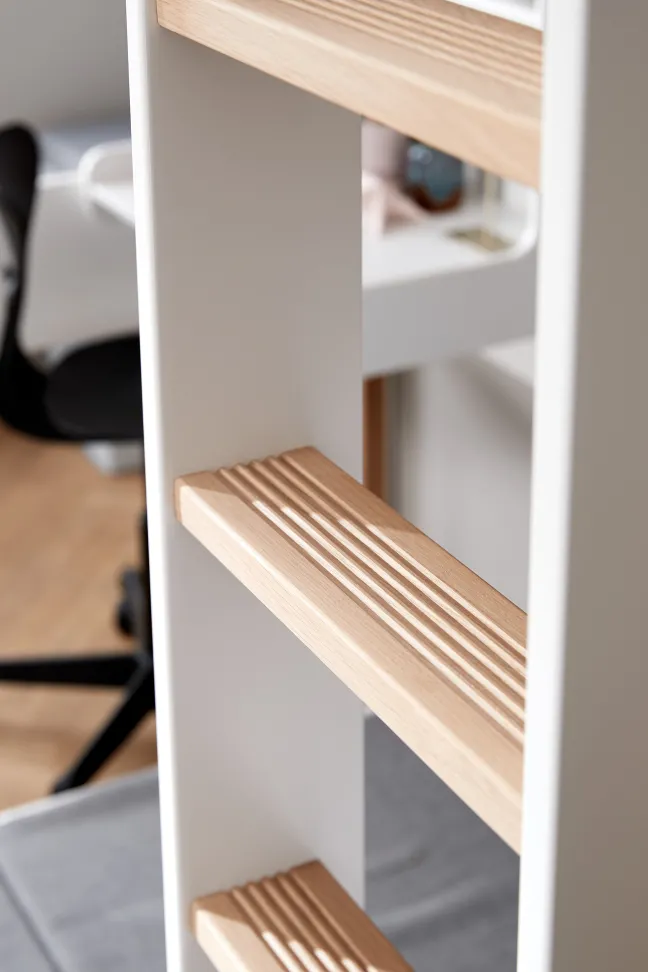 FLEXA Nor Casa Hochbett mit senkrechter Leiter weiß/eiche