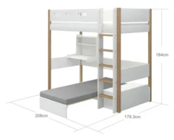 FLEXA Nor Casa Hochbett mit senkrechter Leiter weiß/eiche