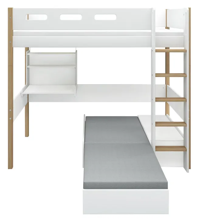 FLEXA Nor Casa Hochbett mit senkrechter Leiter weiß/eiche