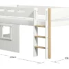 FLEXA Nor halbhohes Bett mit senkrechter Leiter und Baumhaus Panelen weiß