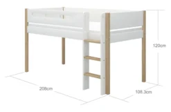FLEXA Nor Halbhohes Bett mit senkrechter Leiter weiß/eiche