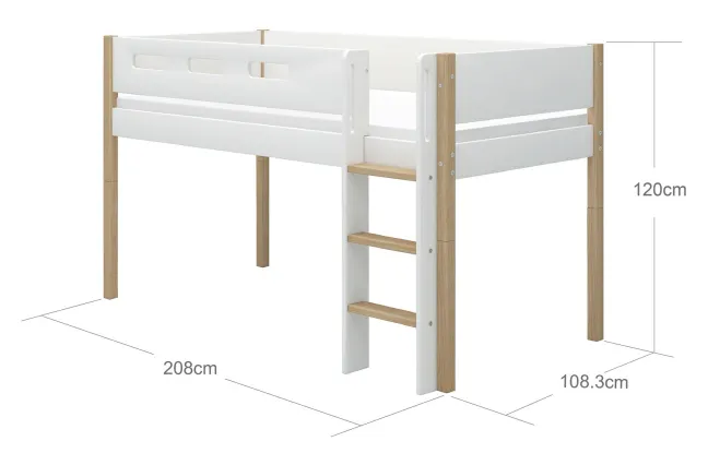 FLEXA Nor Halbhohes Bett mit senkrechter Leiter weiß/eiche