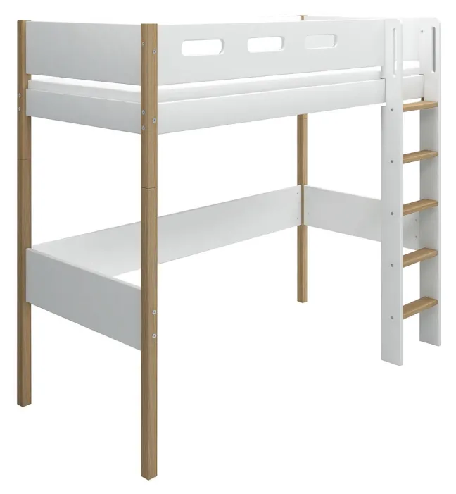 FLEXA Nor Hochbett mit senkrechter Leiter weiß/eiche