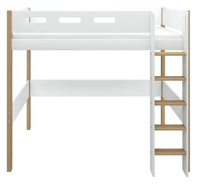 FLEXA Nor Hochbett mit senkrechter Leiter weiß/eiche
