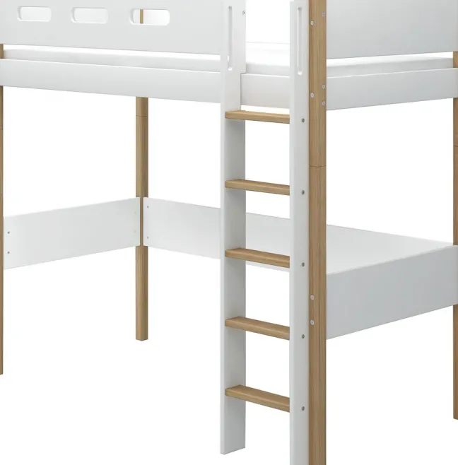 FLEXA Nor Hochbett mit senkrechter Leiter weiß/eiche