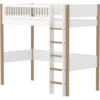 FLEXA Nor Hochbett 90x200cm mit Streben Absturzsicherung weiß/eiche
