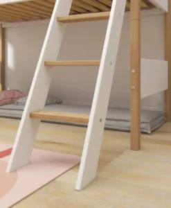 FLEXA Nor Mittelhohes Bett mit Schrägleiter weiß/eiche