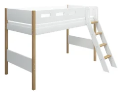 FLEXA Nor Mittelhohes Bett mit Schrägleiter weiß/eiche