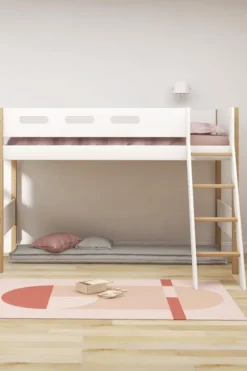 FLEXA Nor Mittelhohes Bett mit Schrägleiter weiß/eiche