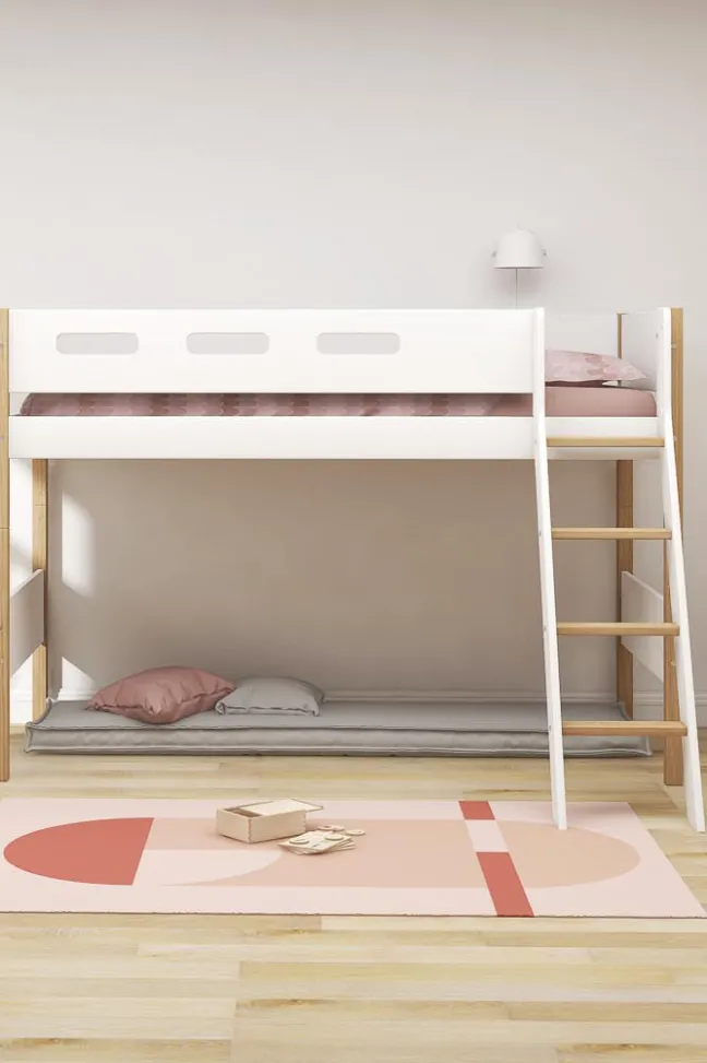 FLEXA Nor Mittelhohes Bett mit Schrägleiter weiß/eiche