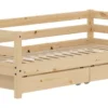 FLEXA RAW Classic Einzelbett mit hintere Absturzsicherung und Schubladen natur