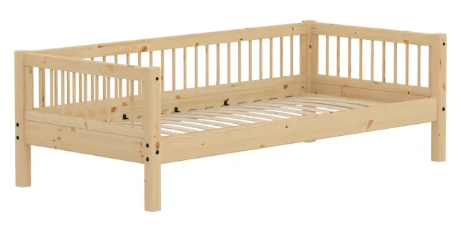 FLEXA RAW Classic Einzelbett 90x200 cm mit Streben Absturzsicherung natur
