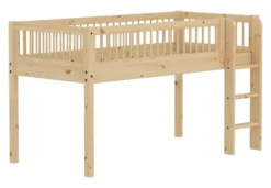 FLEXA RAW Classic Halbhohes Bett 90x200 cm mit Streben Absturzsicherung natur