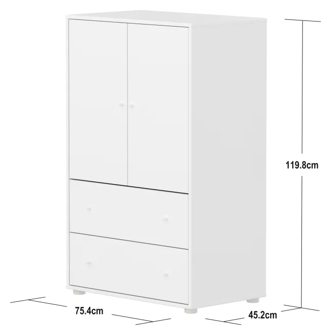 FLEXA Saga Schrank mit 2 Türen und 2 Schubladen weiß