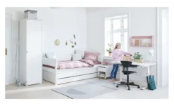 FLEXA White Einzelbett 90x200cm mit Gästebett hochklappbar weiß