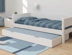 FLEXA White Einzelbett 90x200cm mit Gästebett hochklappbar weiß