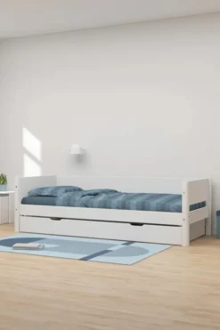 FLEXA White Einzelbett 90x200cm mit Gästebett hochklappbar weiß