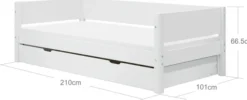 FLEXA White Einzelbett 90x200cm mit Gästebett hochklappbar weiß